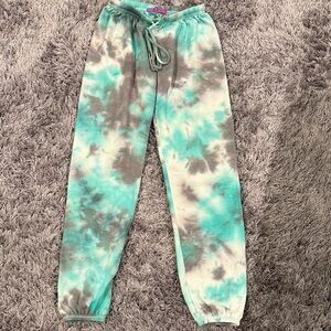 Parker Teal and gray Tie-Dye Joggers. Size small
